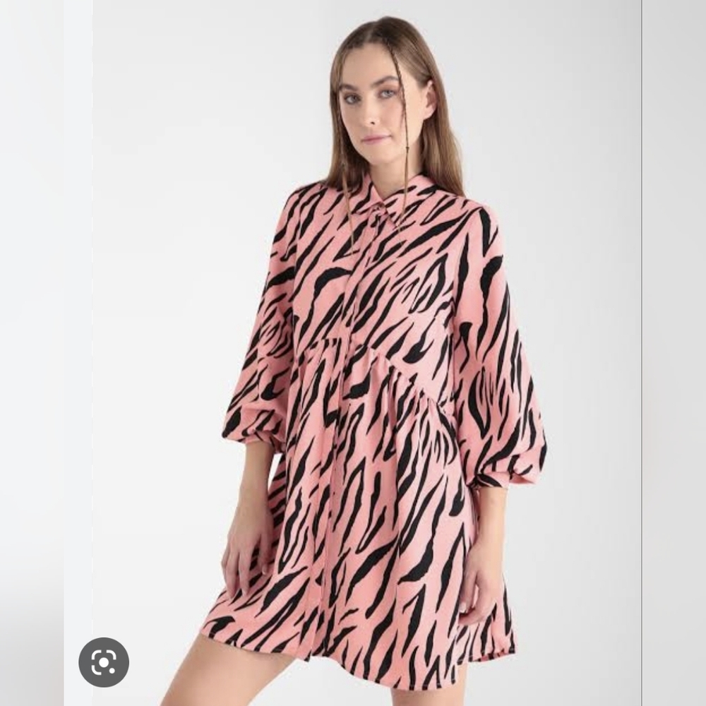 Pink animal print mini dress
